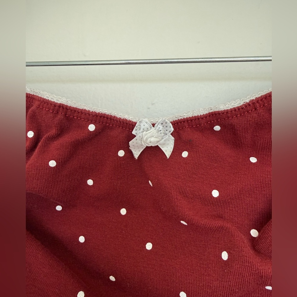 Cider COTTON-BLEND POLKA DOT BOWKNOT RUCHED BANDEAU TOP & LOW RISE MIDI SKIRT - Picture 6 of 9